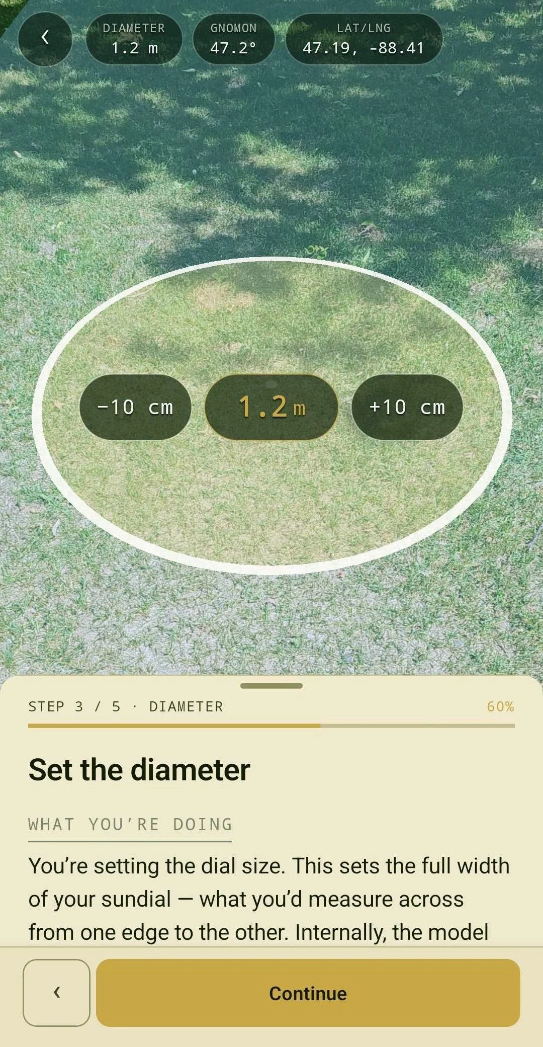Step 3 - set the diameter of the dial