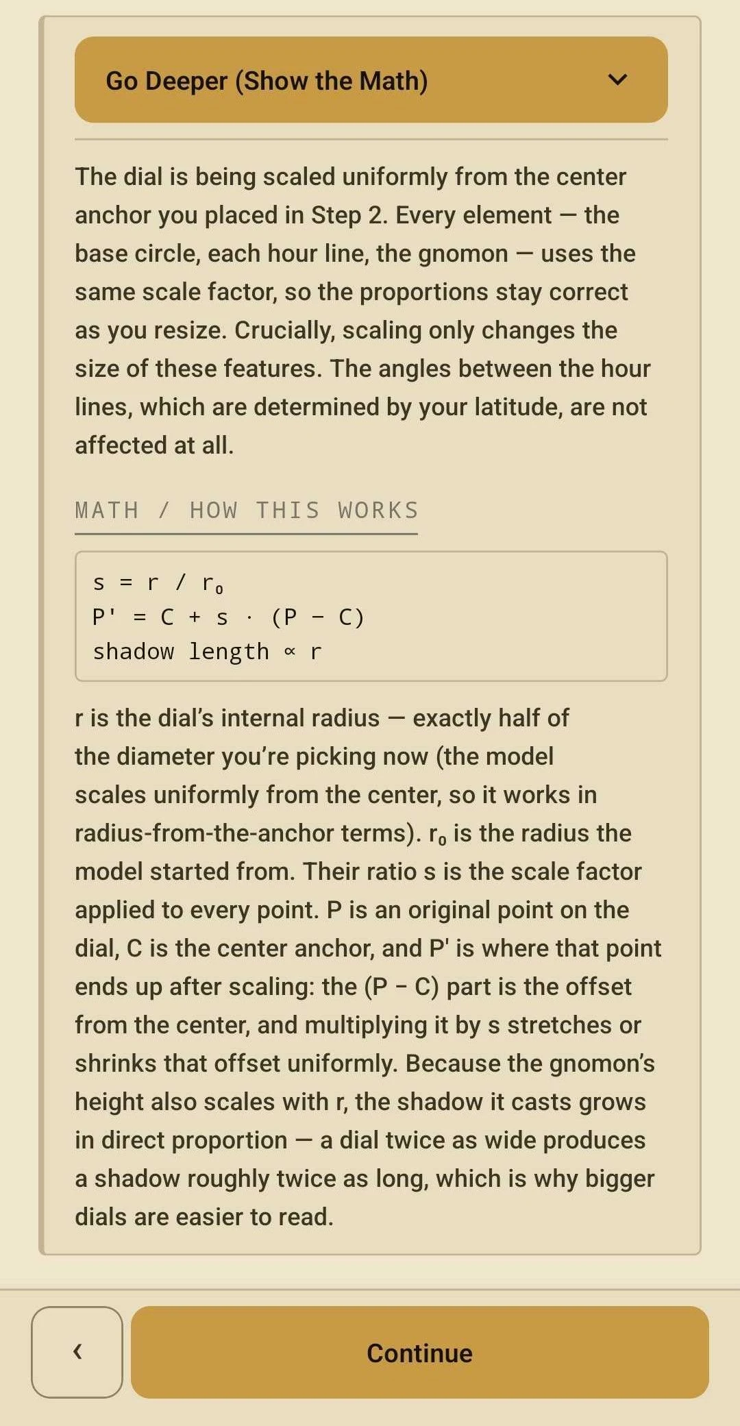 Show the math - the geometry behind the dial diameter