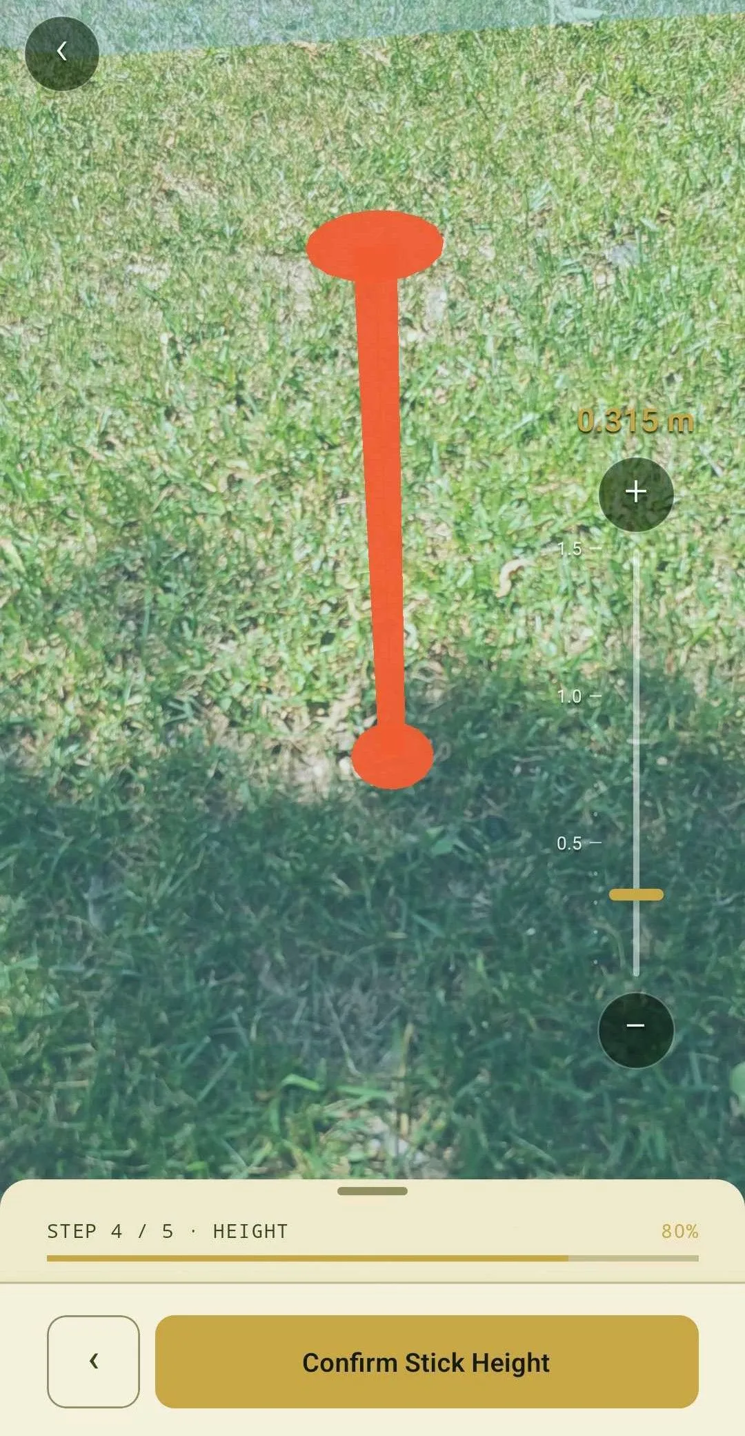 Calibrating the stick height in augmented reality
